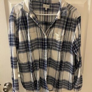 Wonderly Navy and Cream Plaid Shirt